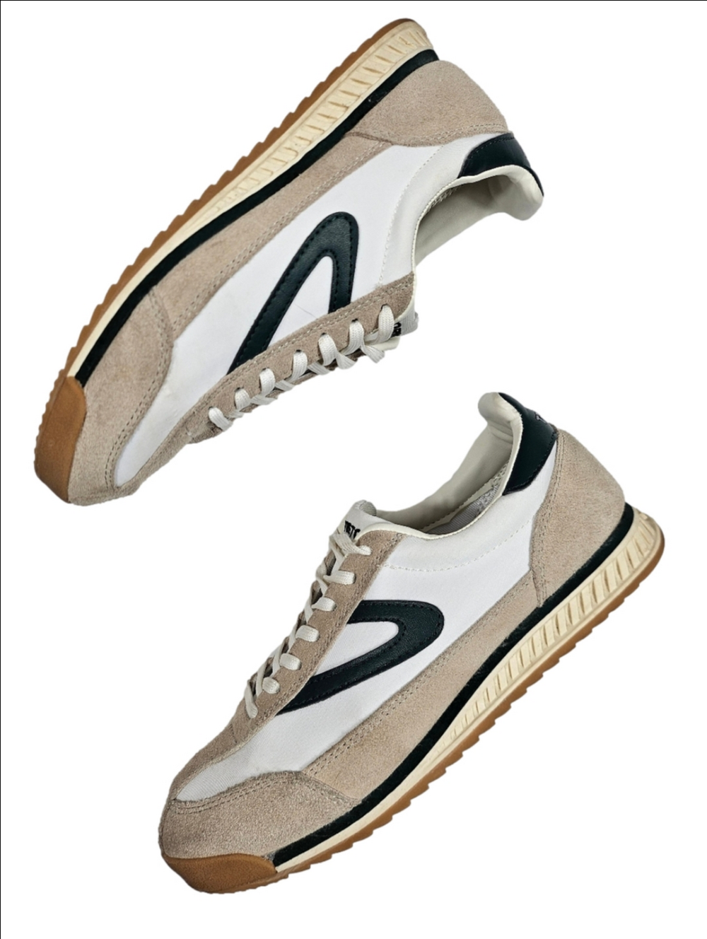 Tretorn Rawlins 2.0 Suede & Textile White  Beige Green Lace Up Retro Sneaker - Picture 2 of 16